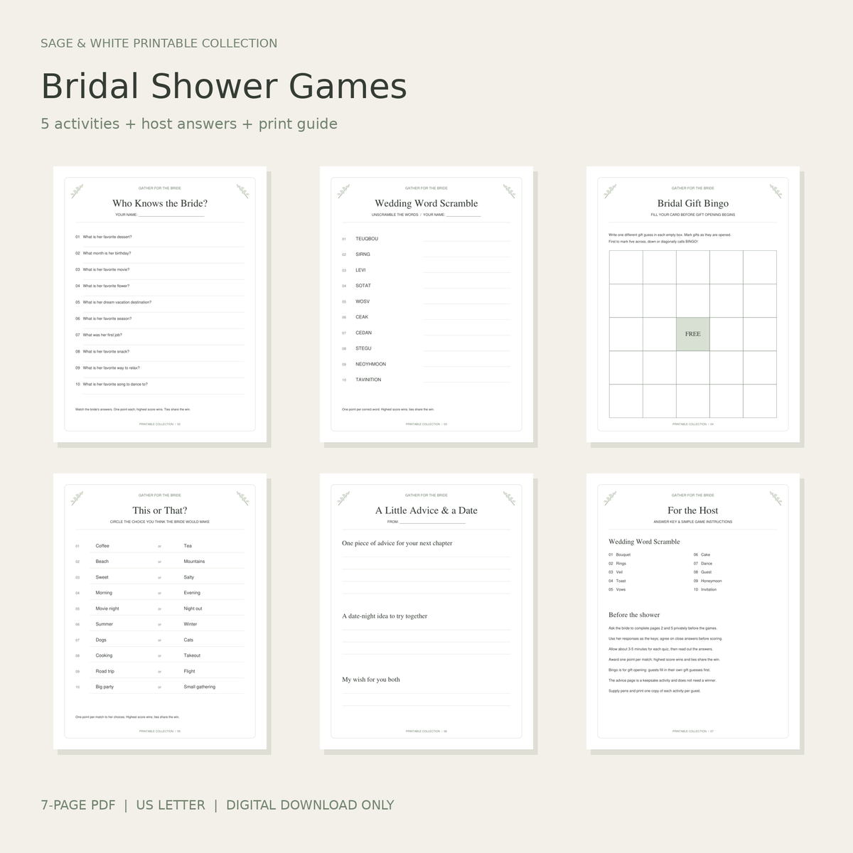 Bridal shower games