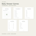 Neutral Baby Shower Games Bundle – 5 Printable Games